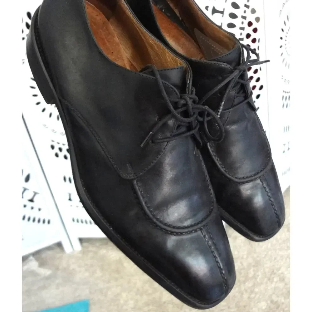 Bachrach Split Toe Black Calf Leather Oxford Derby Dress Shoe ITALY Mens 8